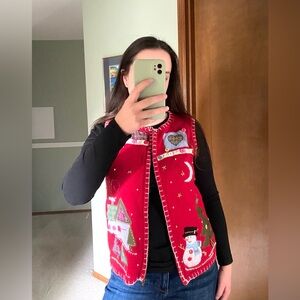 Vintage “Ugly” Red Christmas Sweater Vest